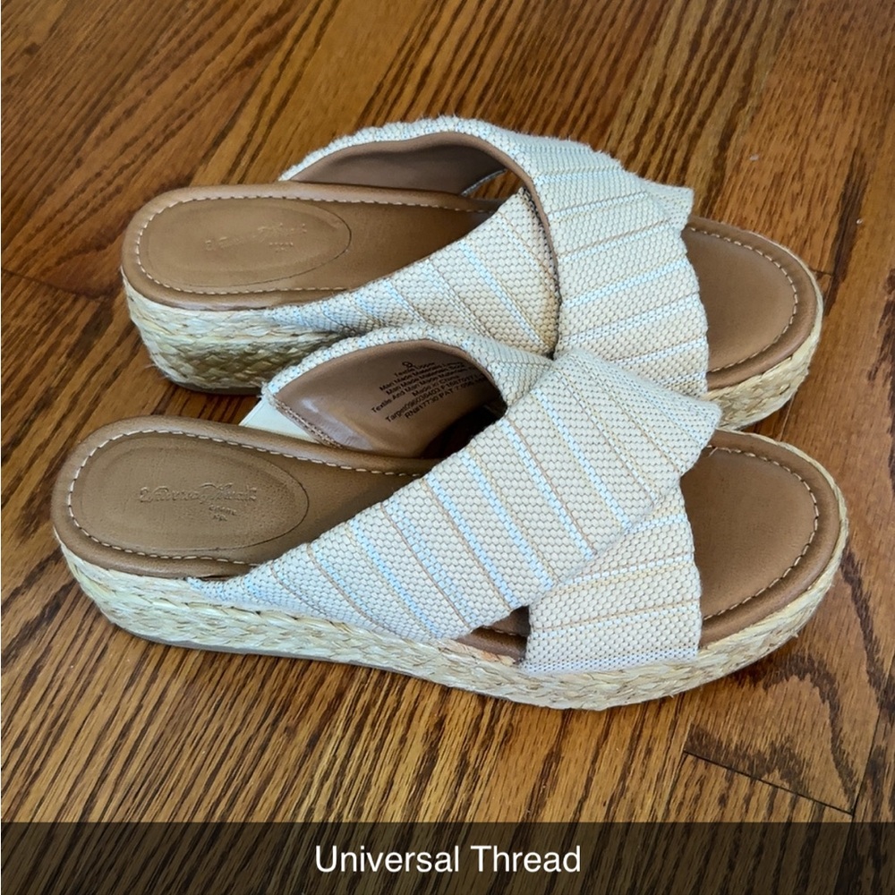 Universal Thread Desi Cream Espadrille Shoes with Criss-Cross Straps
